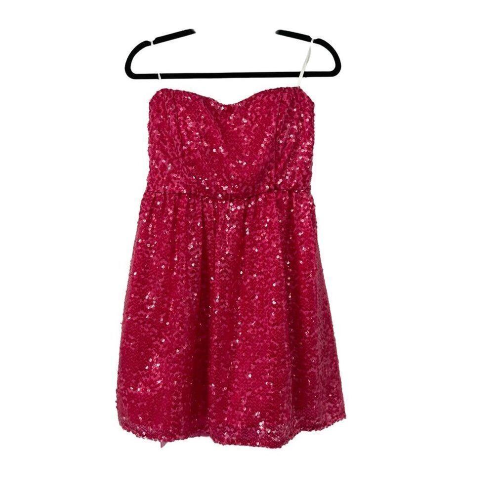 Deb Hot Pink Sequin Strapless‎ Barbie Mini Dress